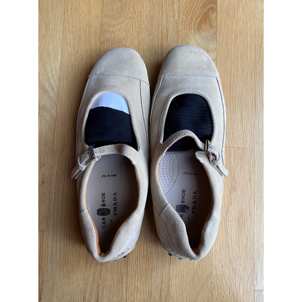 Car shoe for Prada beige suede leather mary jame flats Euro size 40 madein Italy